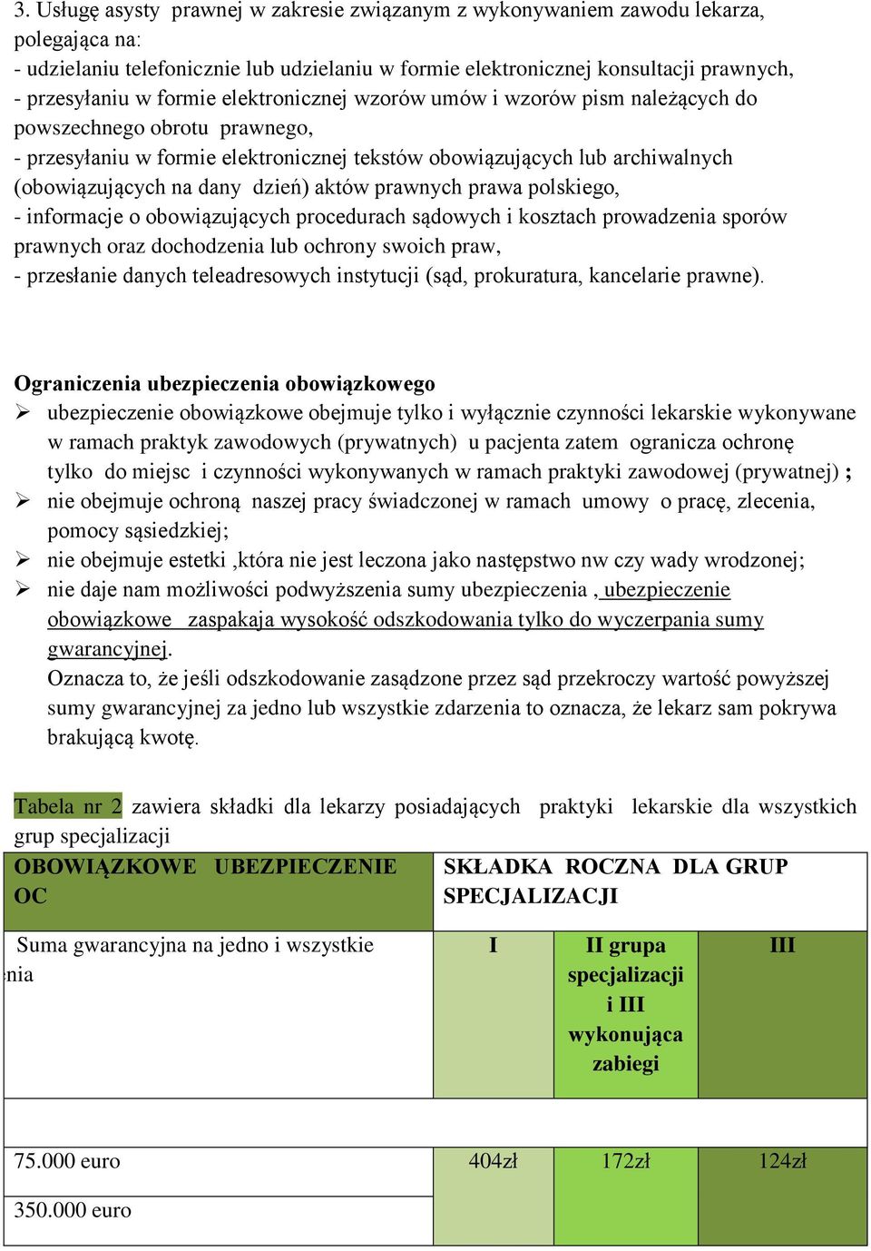 dzień) aktów prawnych prawa polskiego, - informacje o obowiązujących procedurach sądowych i kosztach prowadzenia sporów prawnych oraz dochodzenia lub ochrony swoich praw, - przesłanie danych