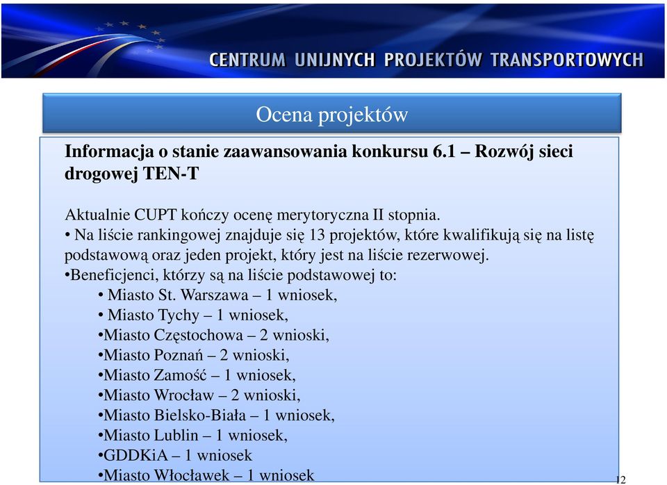 Beneficjenci, którzy są na liście podstawowej to: Miasto St.