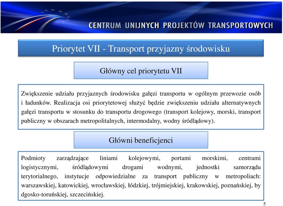 metropolitalnych, intermodalny, wodnyśródlądowy).