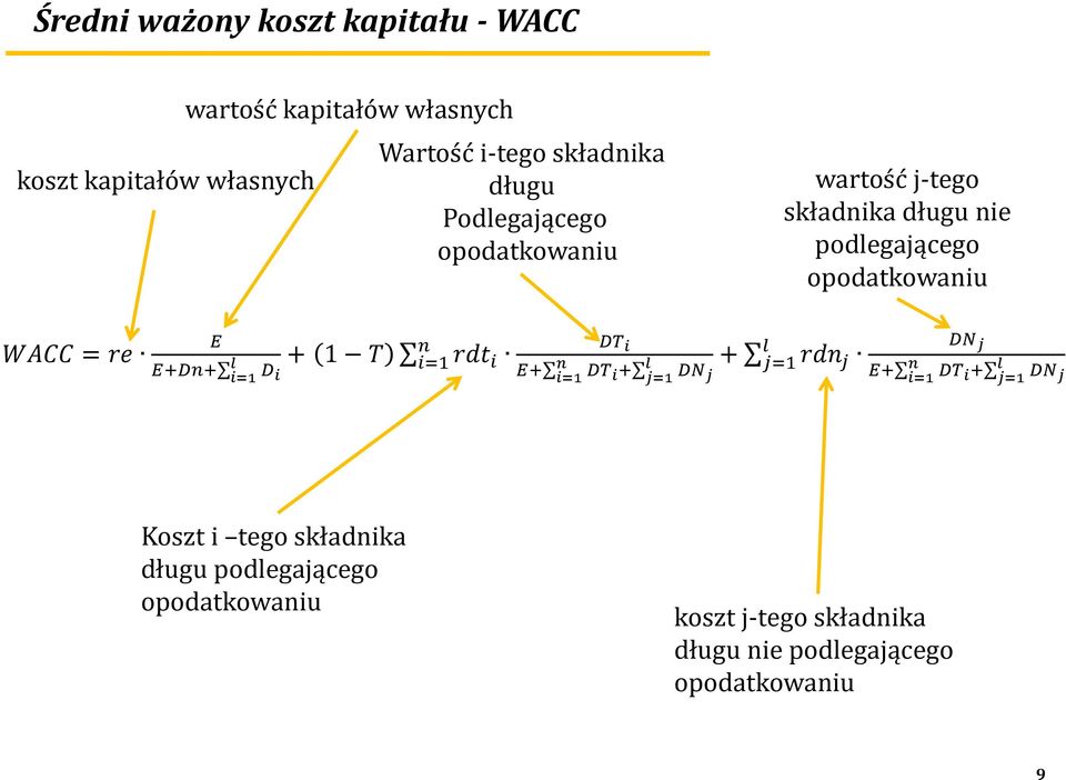 opodatkowau WCC = e E E+D+ l = D DT + T = dt l + j= d j E+ = DT + j= D j l E+ D j = DT + j= D