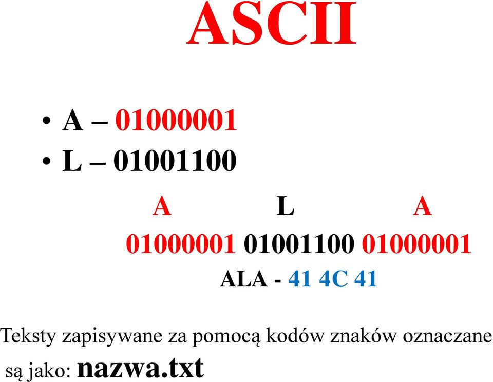 4C 41 Teksty zapisywane za pomocą