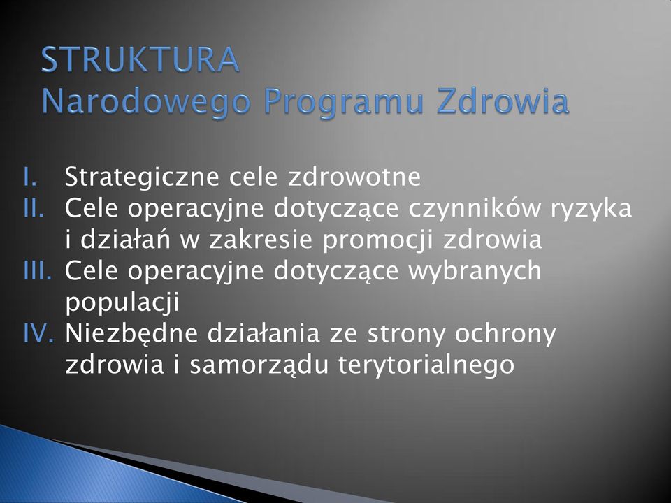 zakresie promocji zdrowia III.