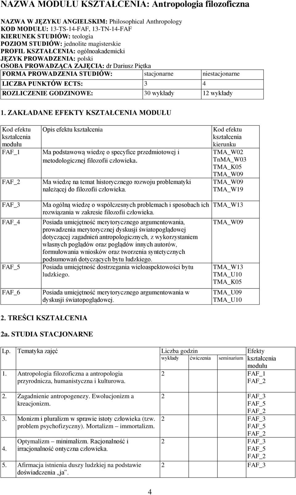 ROZLICZENIE GODZINOWE: 30 wykłady 12 wykłady 1.