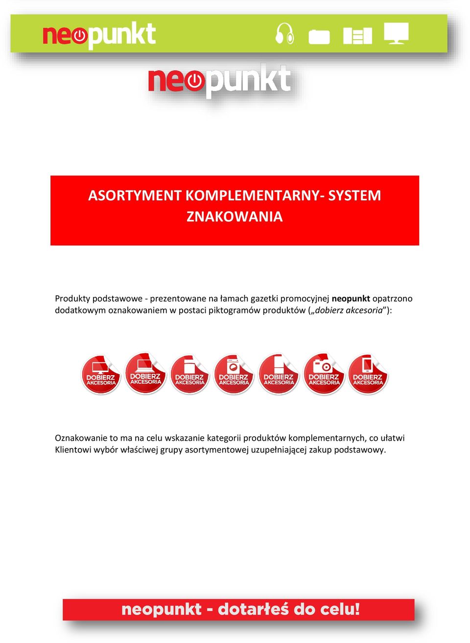 produktów ( dobierz akcesoria ): Oznakowanie to ma na celu wskazanie kategorii produktów