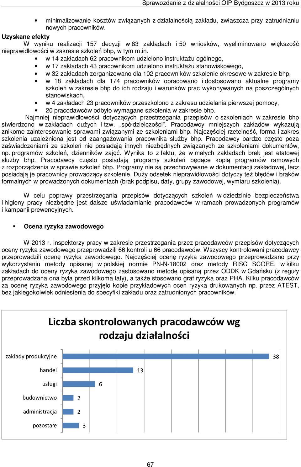 wano większość nieprawidłowości w zakresie szkoleń bhp, w tym m.in.