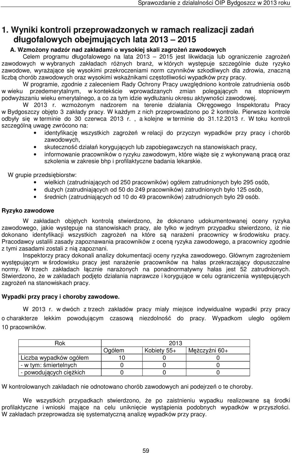 branż, w których występuje szczególnie duże ryzyko zawodowe, wyrażające się wysokimi przekroczeniami norm czynników szkodliwych dla zdrowia, znaczną liczbą chorób zawodowych oraz wysokimi wskaźnikami