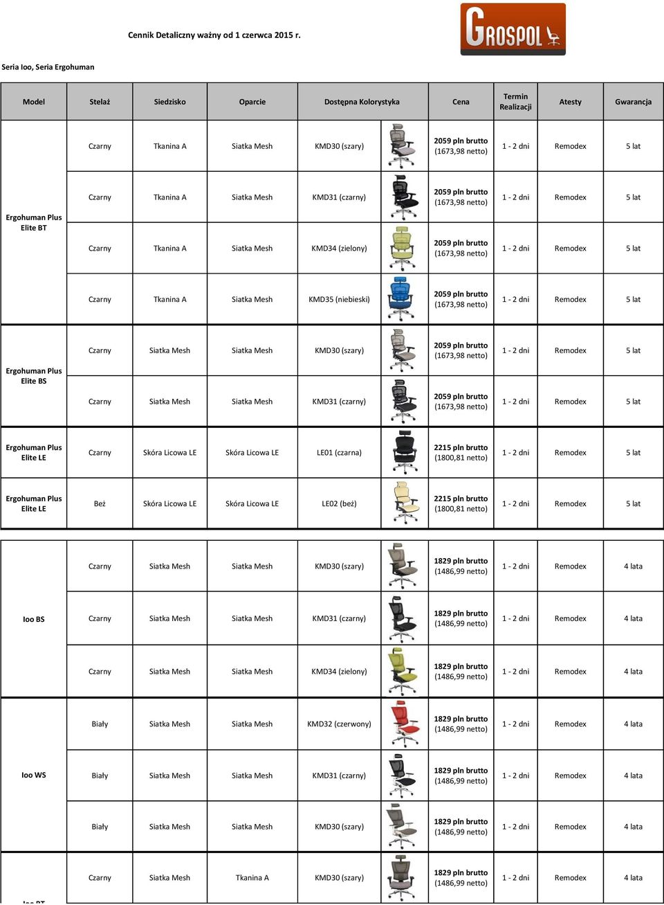 Elite BT Czarny Tkanina A Siatka Mesh KMD31 (czarny) 1-2 dni Remodex 5 lat Czarny Tkanina A Siatka Mesh KMD34 (zielony) 1-2 dni Remodex 5 lat Czarny Tkanina A Siatka Mesh KMD35 (niebieski) 1-2 dni