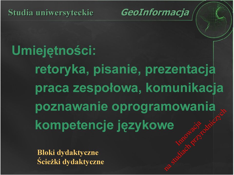 oprogramowania kompetencje językowe Bloki dydaktyczne