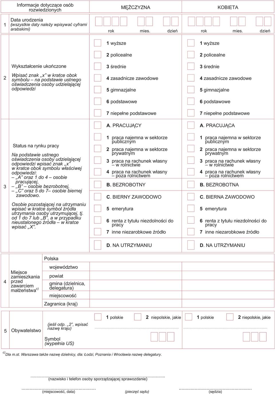 zasadnicze zawodowe 4 zasadnicze zawodowe 5 gimnazjalne 5 gimnazjalne 6 podstawowe 6 podstawowe 7 niepe³ne podstawowe 7 niepe³ne podstawowe A. PRACUJ CY A.