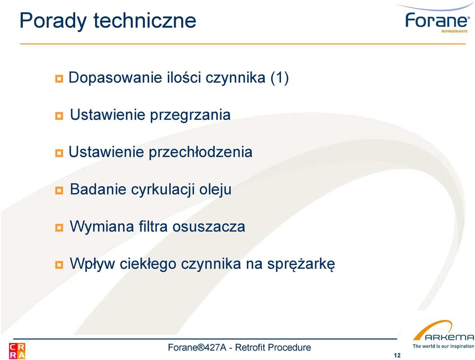 przechłodzenia Badanie cyrkulacji oleju