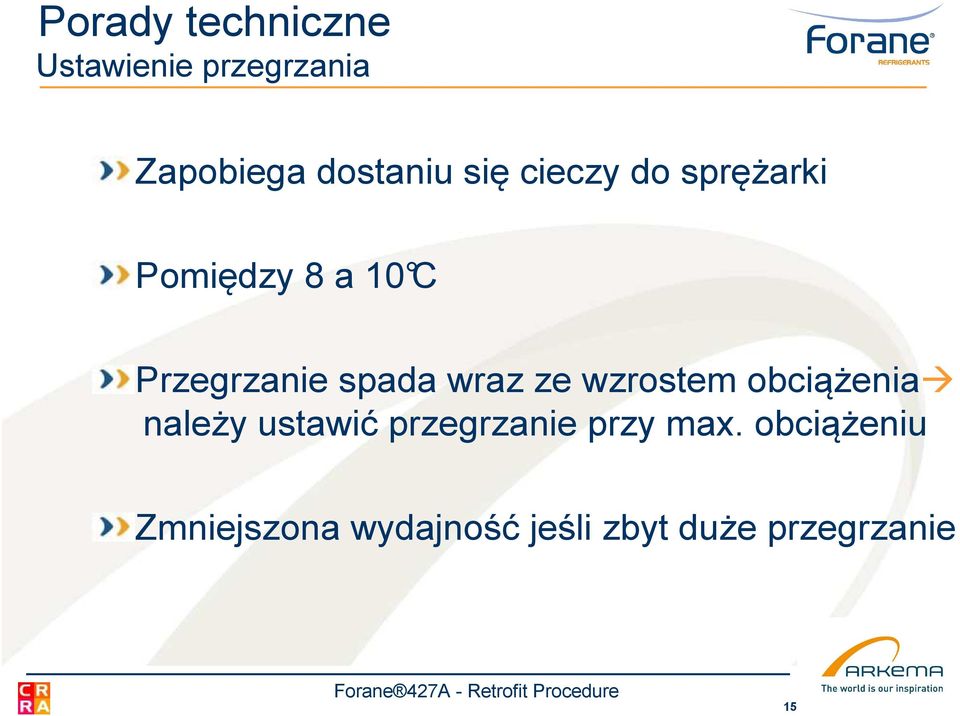 wraz ze wzrostem obciążenia należy ustawić przegrzanie przy