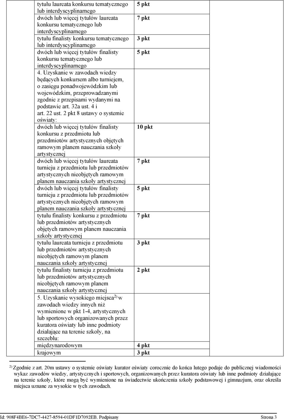 Uzyskanie w zawodach wiedzy będących konkursem albo turniejem, o zasięgu ponadwojewódzkim lub wojewódzkim, przeprowadzanymi zgodnie z przepisami wydanymi na podstawie art. 32a ust. 4 i art. 22 ust.