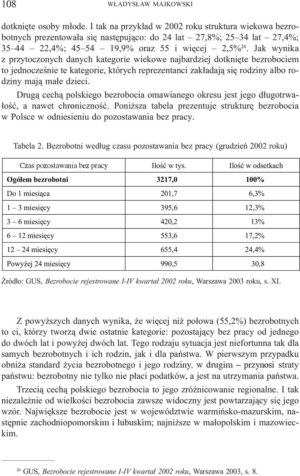 Jak wynika z przytoczonych danych kategorie wiekowe najbardziej dotkniête bezrobociem to jednoczeœnie te kategorie, których reprezentanci zak³adaj¹ siê rodziny albo rodziny maj¹ ma³e dzieci.