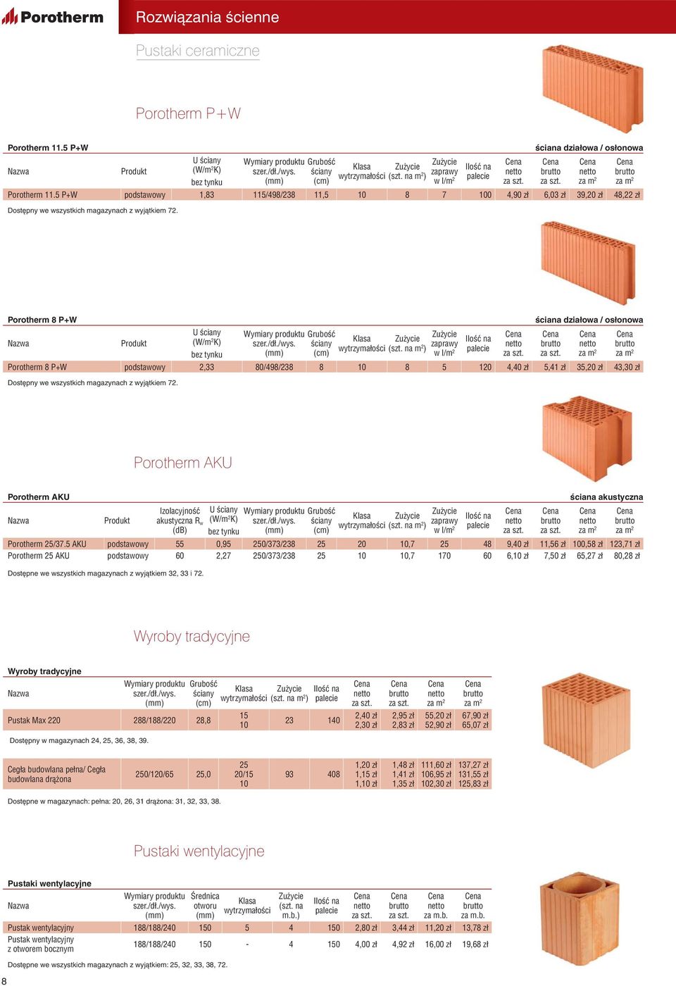 na m ) Porotherm 8 P+W podstawowy 2,33 80/498/238 8 10 8 5 120 4,40 zł 5,41 zł 35,20 zł 43,30 zł Dostępny we wszystkich magazynach z wyjątkiem 72.