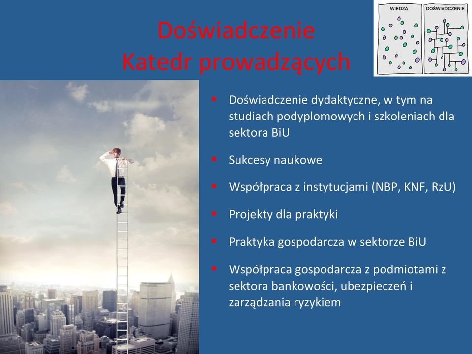 instytucjami (NBP, KNF, RzU) Projekty dla praktyki Praktyka gospodarcza w sektorze