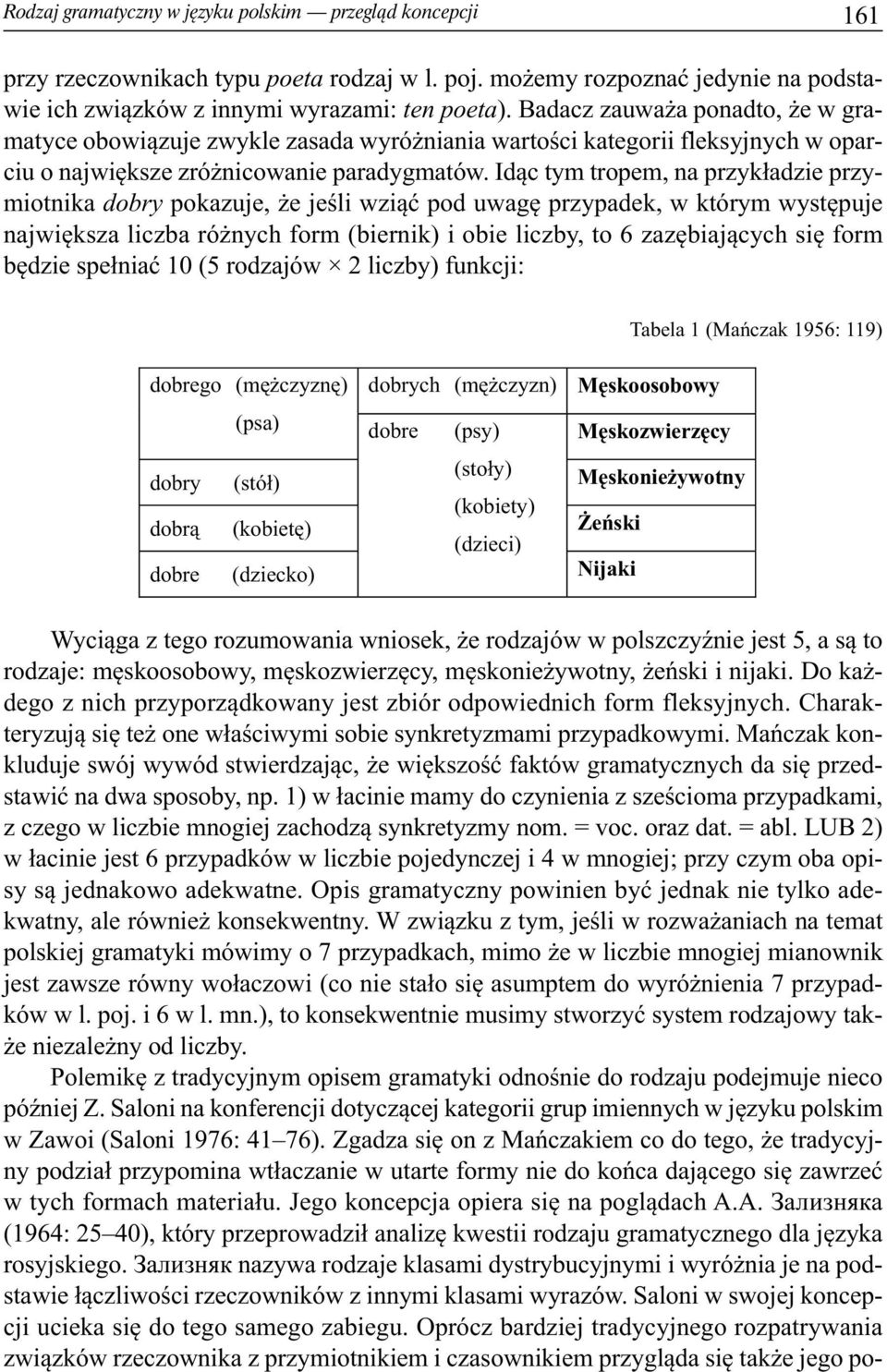 Idąc tym tropem, na przykładzie przymiotnika dobry pokazuje, że jeśli wziąć pod uwagę przypadek, w którym występuje największa liczba różnych form (biernik) i obie liczby, to 6 zazębiających się form