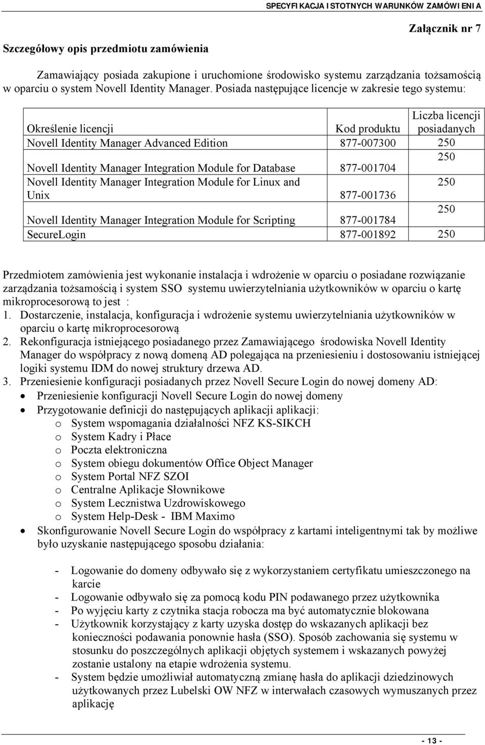 Integration Module for Database 877-001704 Novell Identity Manager Integration Module for Linux and 250 Unix 877-001736 250 Novell Identity Manager Integration Module for Scripting 877-001784