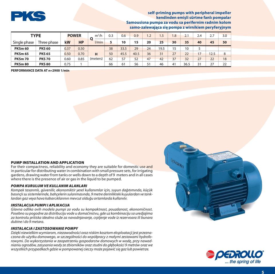 5 31 27 22 self-priming pumps with peripheral impeller kendinden emişli sürtme fanlı pompalar Samousisna pumpa za vodu sa perifernim radnim kolom samo-zalewająca się pompa z wirnikiem peryferyjnym