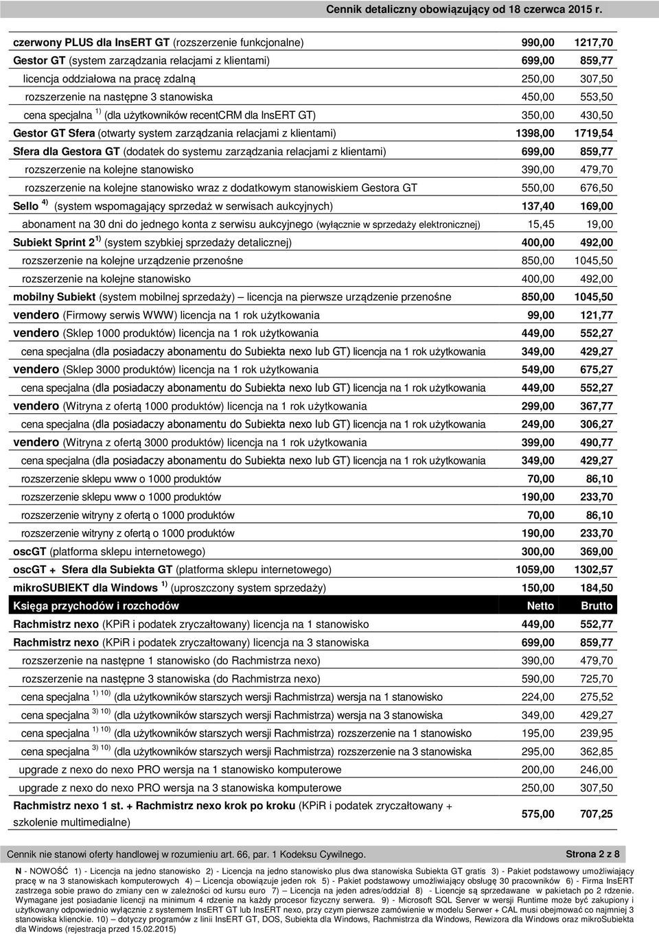 1398,00 1719,54 Sfera dla Gestora GT (dodatek do systemu zarządzania relacjami z klientami) 699,00 859,77 rozszerzenie na kolejne stanowisko 390,00 479,70 rozszerzenie na kolejne stanowisko wraz z