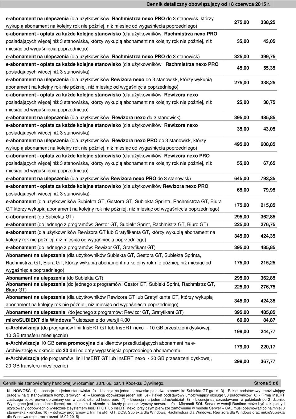 e-abonament na ulepszenia (dla użytkowników Rewizora nexo do 3 stanowisk, którzy wykupią abonament na kolejny rok nie później, niż e-abonament - opłata za każde kolejne stanowisko (dla użytkowników