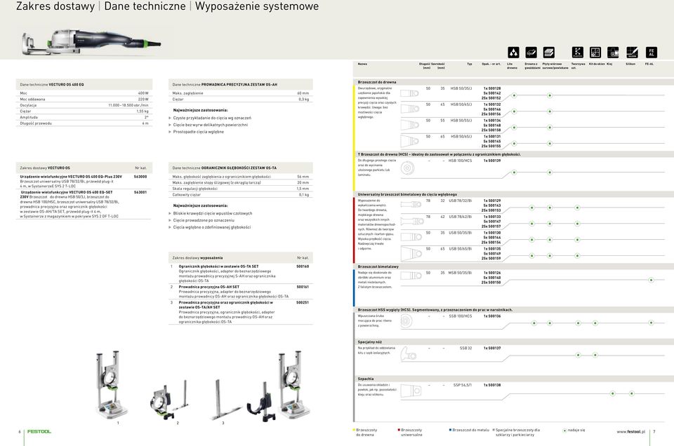 /min Ciężar 1,55 kg Amplituda 2 Długość przewodu 4 m Dane techniczne PROWADNICA PRECYZYJNA ZESTAW OS-AH Maks.