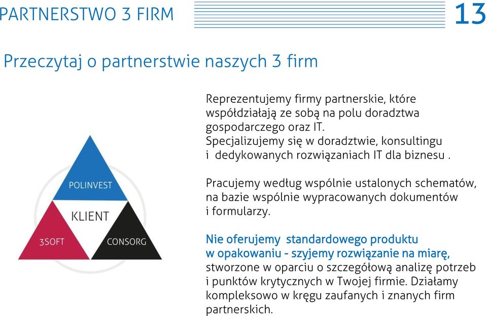 Pracujemy według wspólnie ustalonych schematów, na bazie wspólnie wypracowanych dokumentów i formularzy.