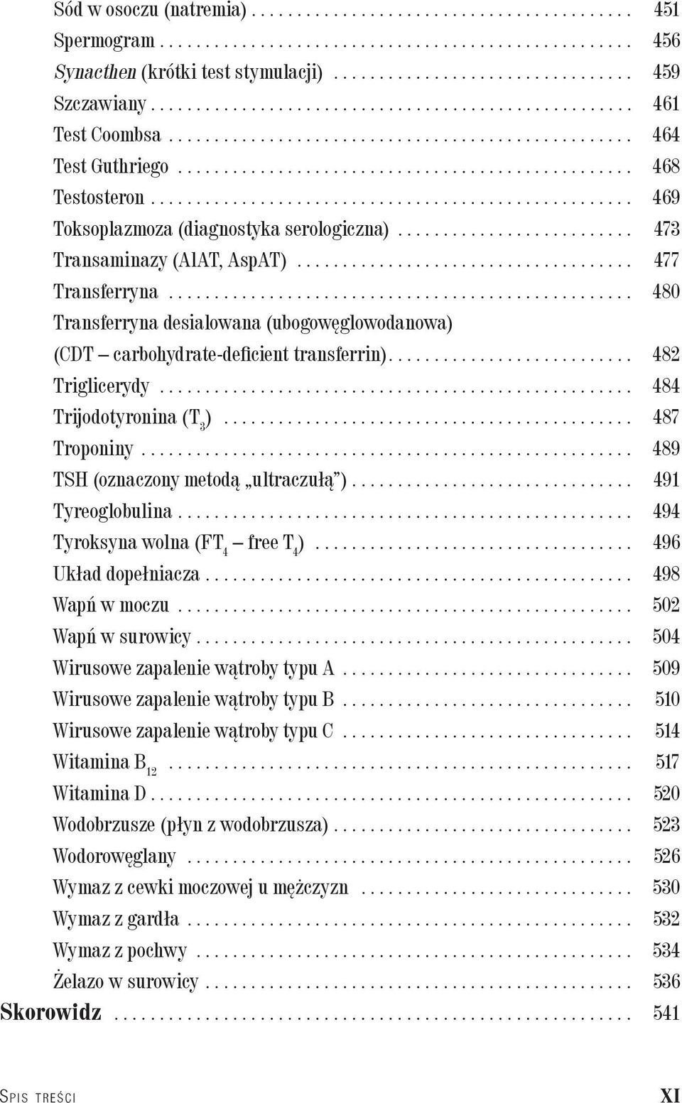 .. 480 Transferryna desialowana (ubogowęglowodanowa) (CDT carbohydrate-deficient transferrin).... 482 Triglicerydy... 484 Trijodotyronina (T 3 )... 487 Troponiny.