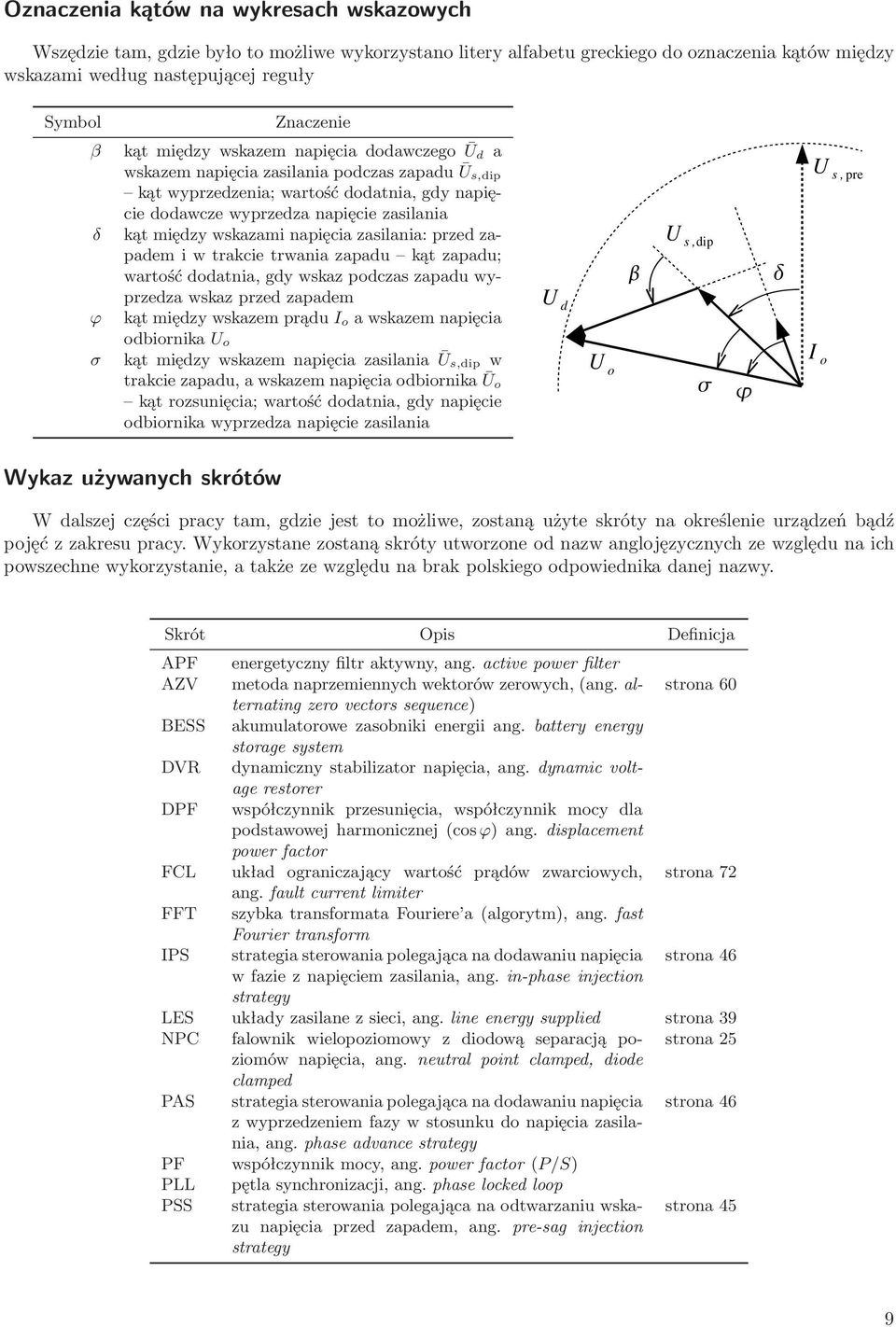 zasilania: przed zapademiwtrakcietrwaniazapadu kątzapadu; wartość dodatnia, gdy wskaz podczas zapadu wyprzedza wskaz przed zapadem ϕ kątmiędzywskazemprądui oawskazemnapięcia odbiornikau o σ