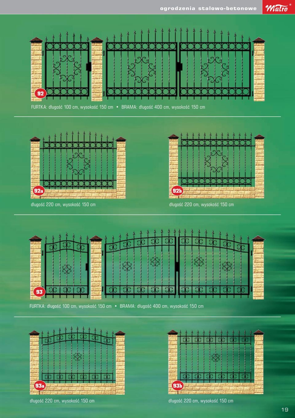 cm, wysokoêç 150 cm 93 FURTKA: d ugoêç cm, wysokoêç 150 cm BRAMA: d ugoêç 400
