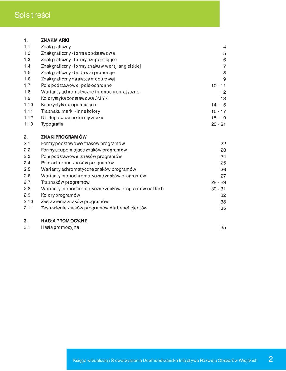 10 Kolorystyka uzupełniająca 1.11 Tła znaku marki - inne kolory 1.12 Niedopuszczalne formy znaku 1.13 Typografia 2. ZNAKI PROGRAMÓW 2.1 Formy podstawowe znaków programów 2.