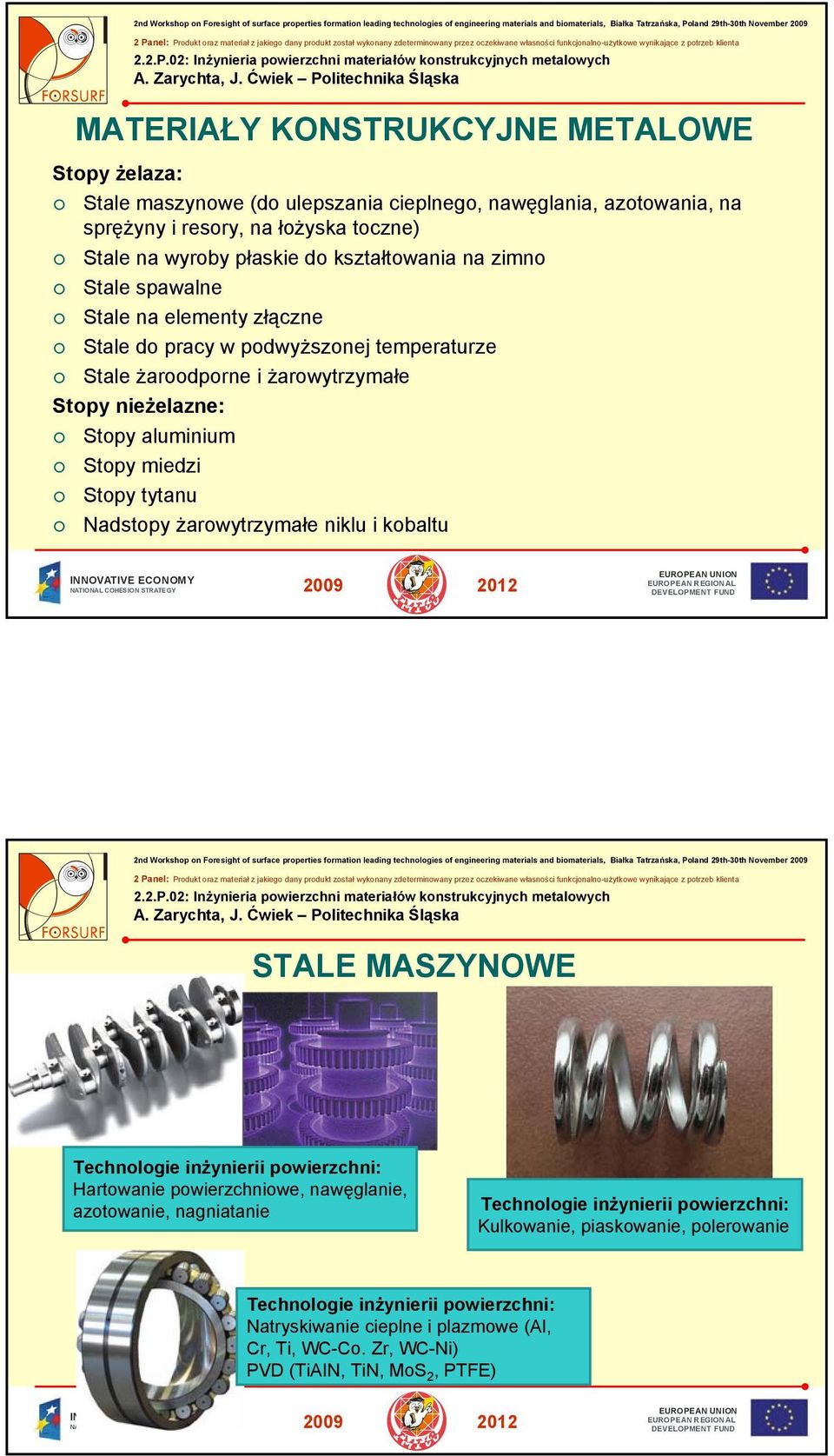 żarowytrzymałe Stopy nieżelazne: Stopy aluminium Stopy miedzi Stopy tytanu Nadstopy żarowytrzymałe niklu i kobaltu STALE MASZYNOWE Hartowanie powierzchniowe,