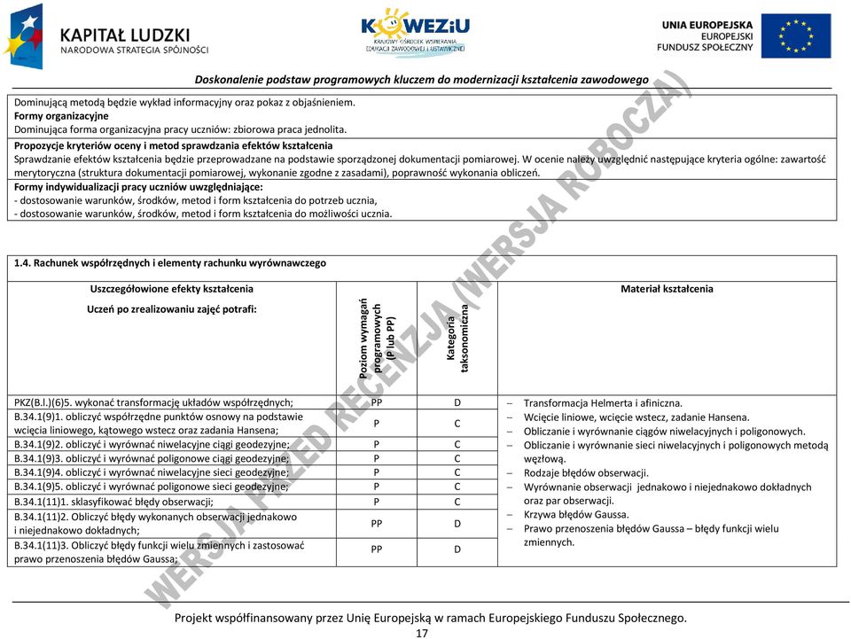 W ocenie należy uwzględnić następujące kryteria ogólne: zawartość merytoryczna (struktura dokumentacji pomiarowej, wykonanie zgodne z zasadami), poprawność wykonania obliczeń.