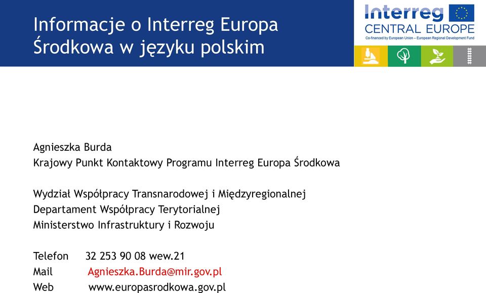 Międzyreginalnej Departament Współpracy Terytrialnej Ministerstw Infrastruktury