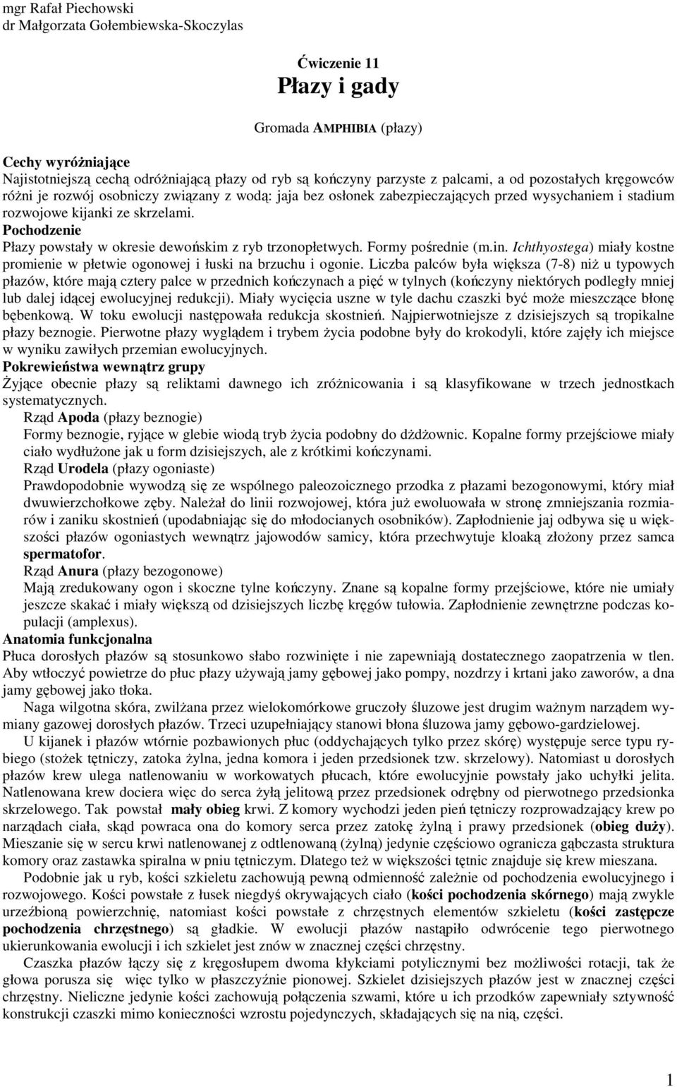 Pochodzenie Płazy powstały w okresie dewońskim z ryb trzonopłetwych. Formy pośrednie (m.in. Ichthyostega) miały kostne promienie w płetwie ogonowej i łuski na brzuchu i ogonie.