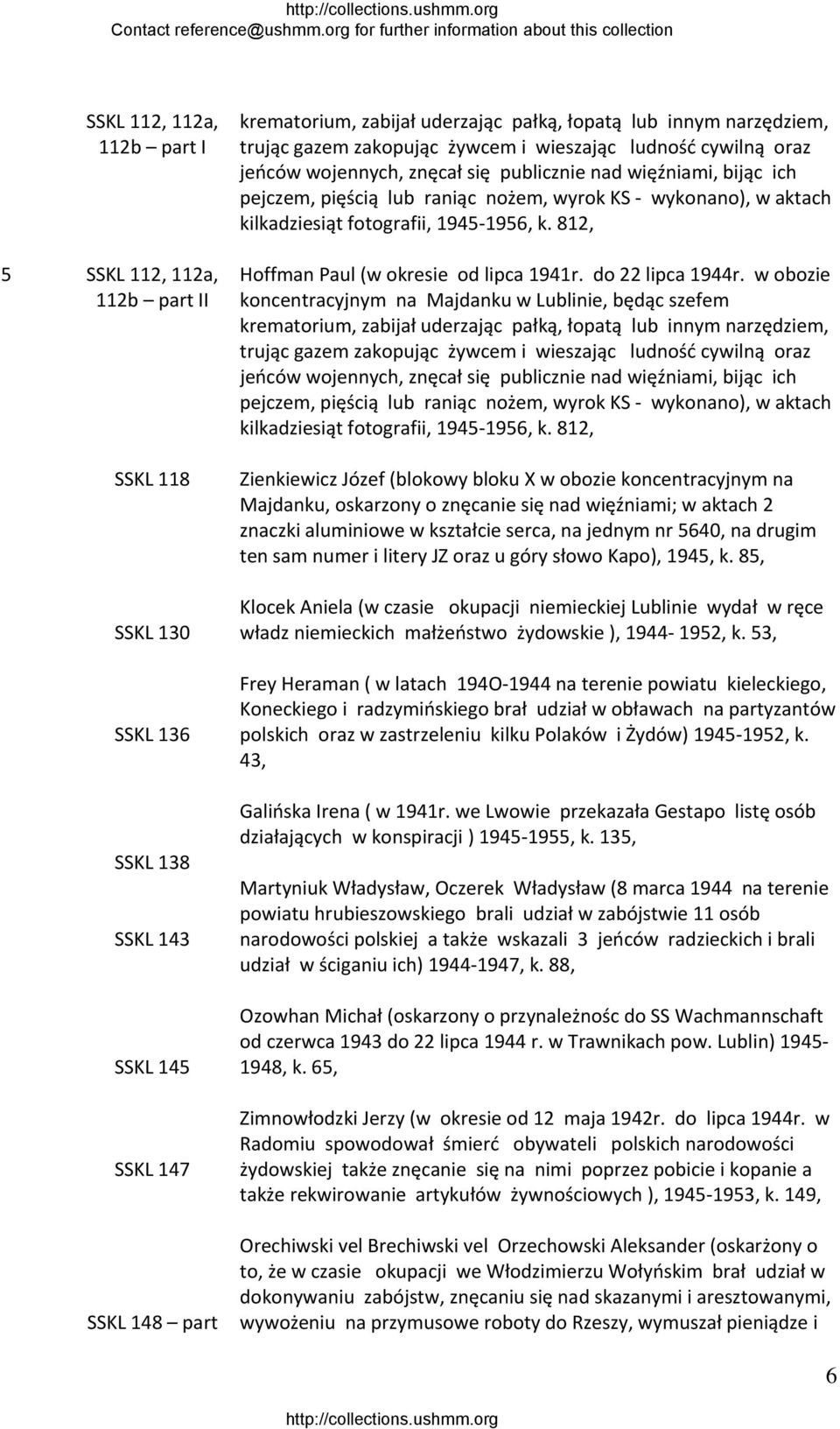 aktach kilkadziesiąt fotografii, 1945 1956, k. 812, Hoffman Paul (w okresie od lipca 1941r. do 22 lipca 1944r.