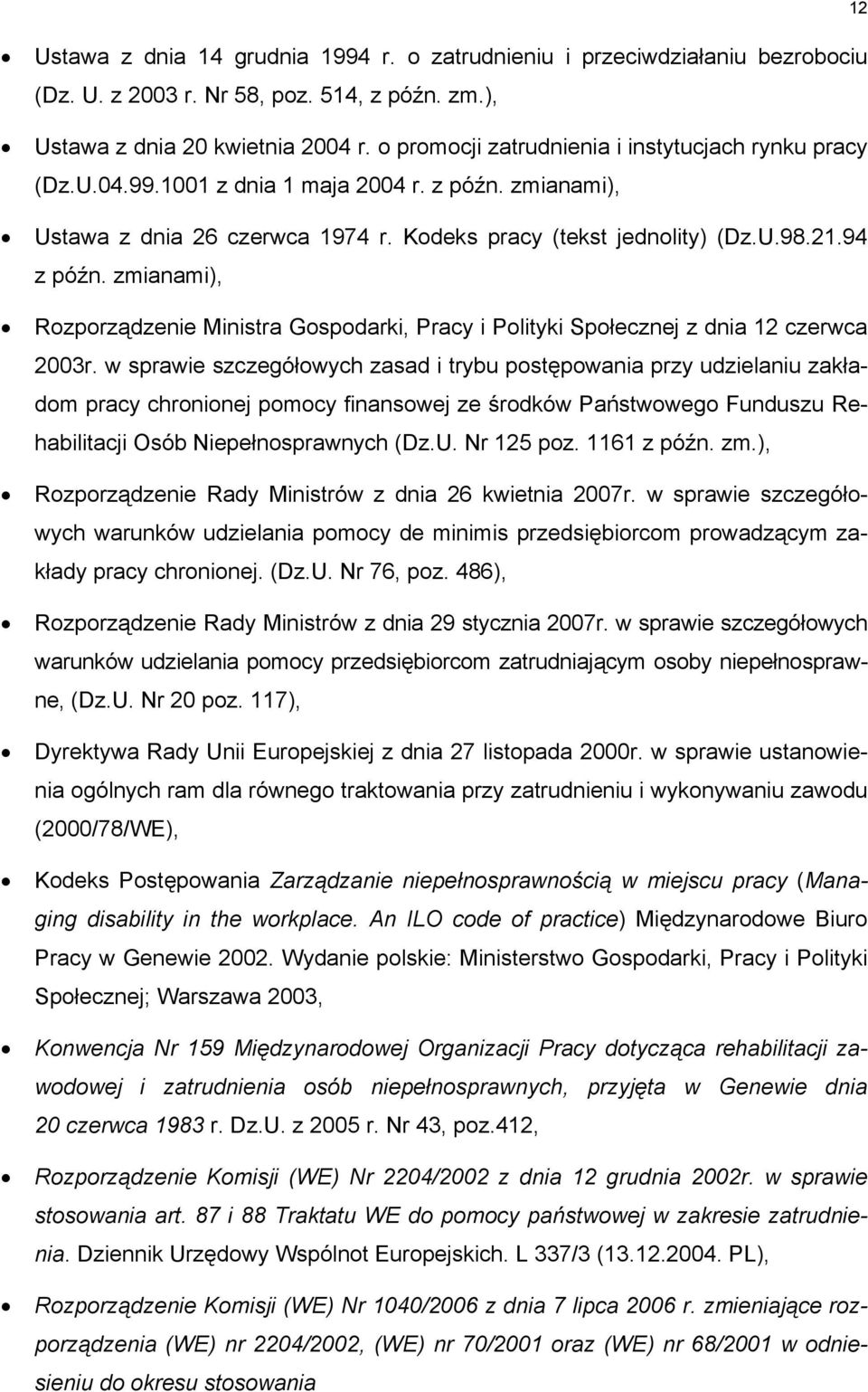 zmianami), Rozporządzenie Ministra Gospodarki, Pracy i Polityki Społecznej z dnia 12 czerwca 2003r.