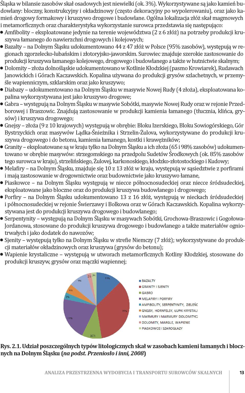 Ogólna lokalizacja złóż skał magmowych i metamorficznych oraz charakterystyka wykorzystanie surowca przedstawia się następująco: Amfibolity eksploatowane jedynie na terenie województwa (2 z 6 złóż)