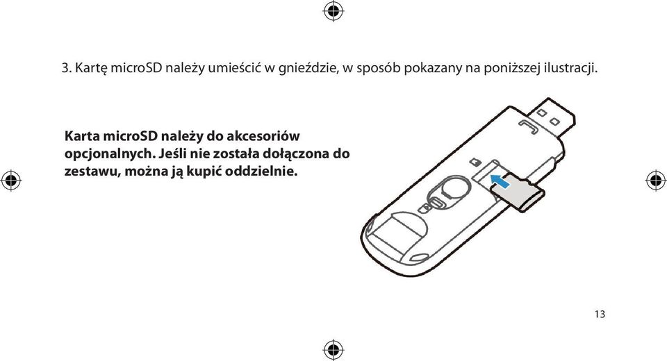 Karta microsd należy do akcesoriów opcjonalnych.