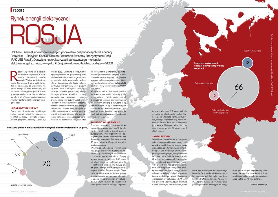 Niewątpliwie jednak zostały przeprowadzone w bardzo dużym tempie, a ich efektem są dość czytelne struktury sektora elektroenergetycznego w Rosji.