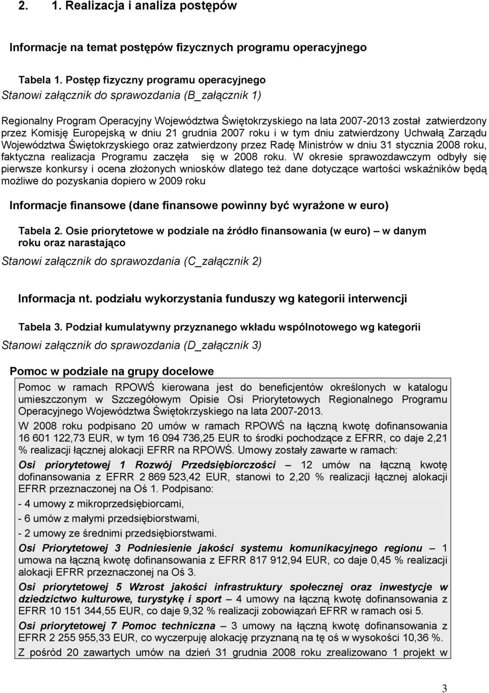 Europejską w dniu 21 grudnia 2007 roku i w tym dniu zatwierdzony Uchwałą Zarządu Województwa Świętokrzyskiego oraz zatwierdzony przez Radę Ministrów w dniu 31 stycznia 2008 roku, faktyczna realizacja