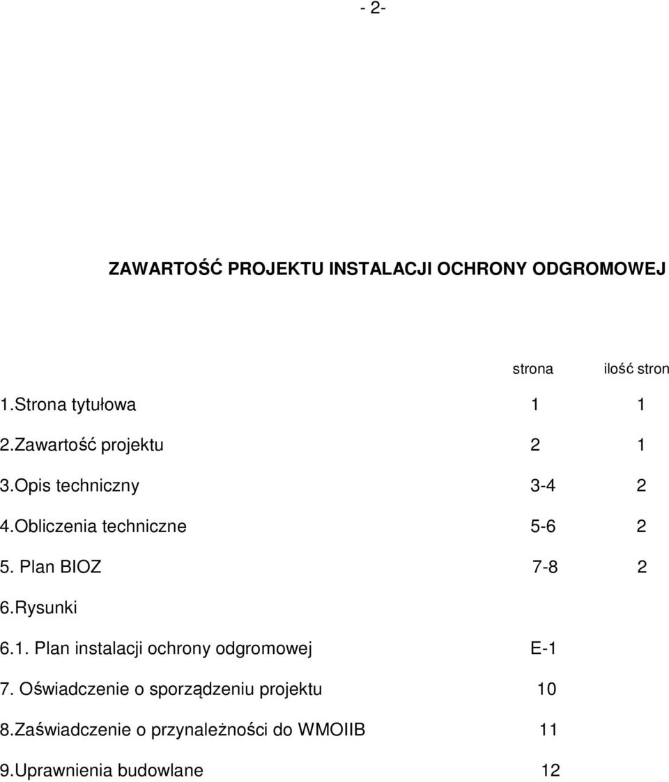 Obliczenia techniczne 5-6 2 5. Plan BIOZ 7-8 2 6.Rysunki 6.1.