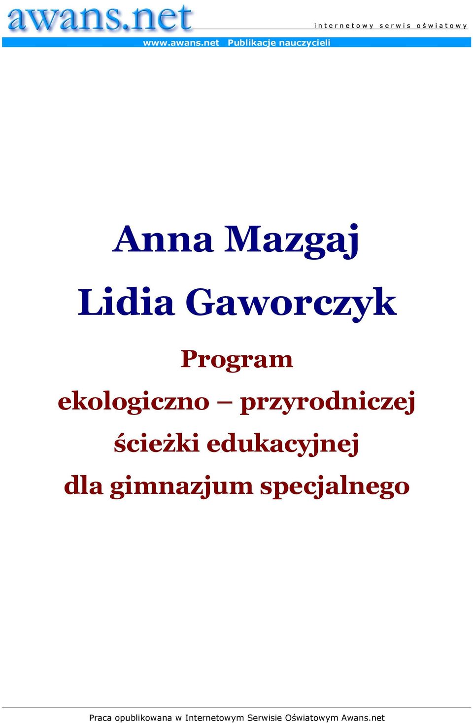 Gaworczyk Program ekologiczno przyrodniczej ścieżki