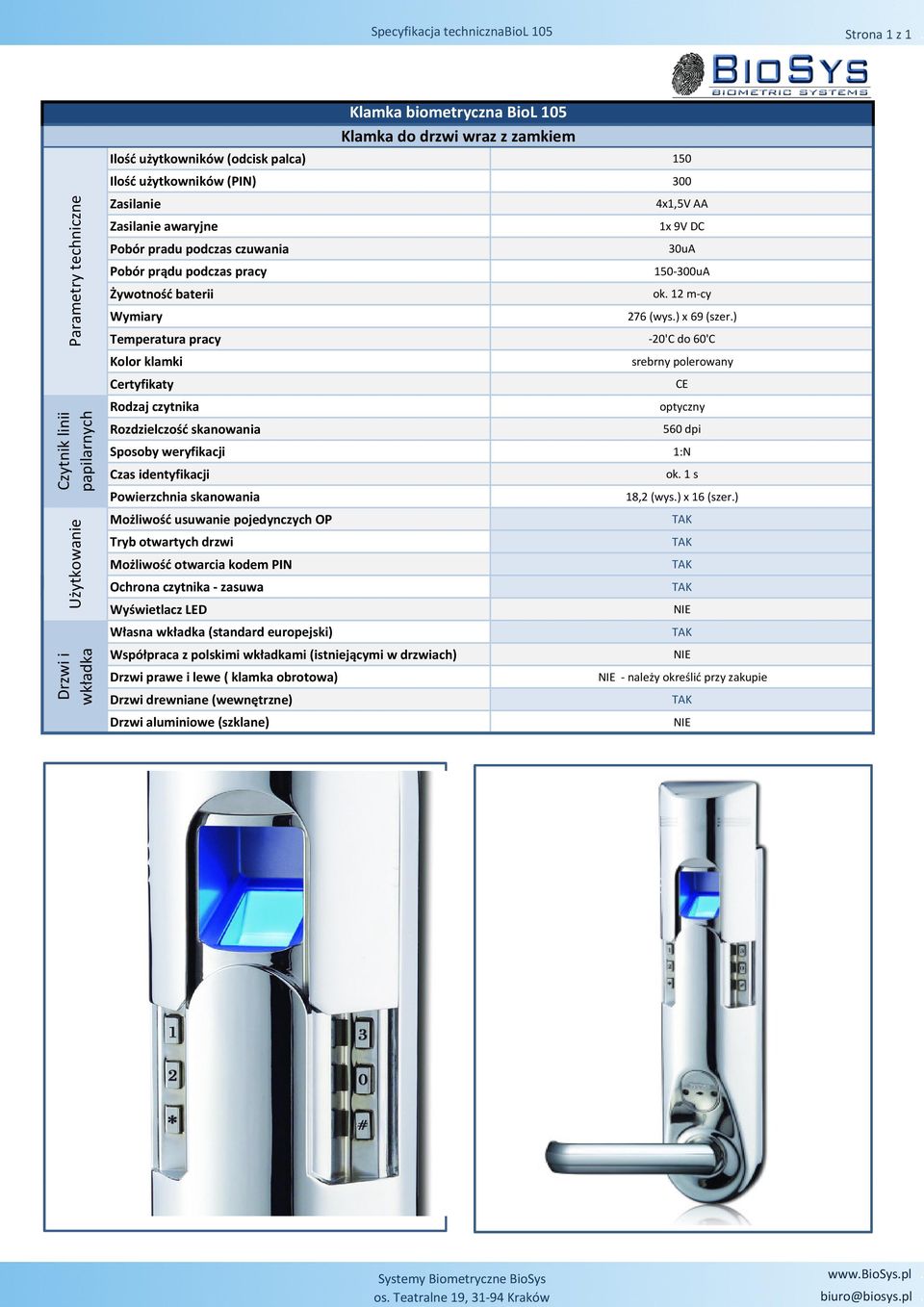 (PIN) 300 awaryjne 30uA 150-300uA 276 (wys.) x 69 (szer.