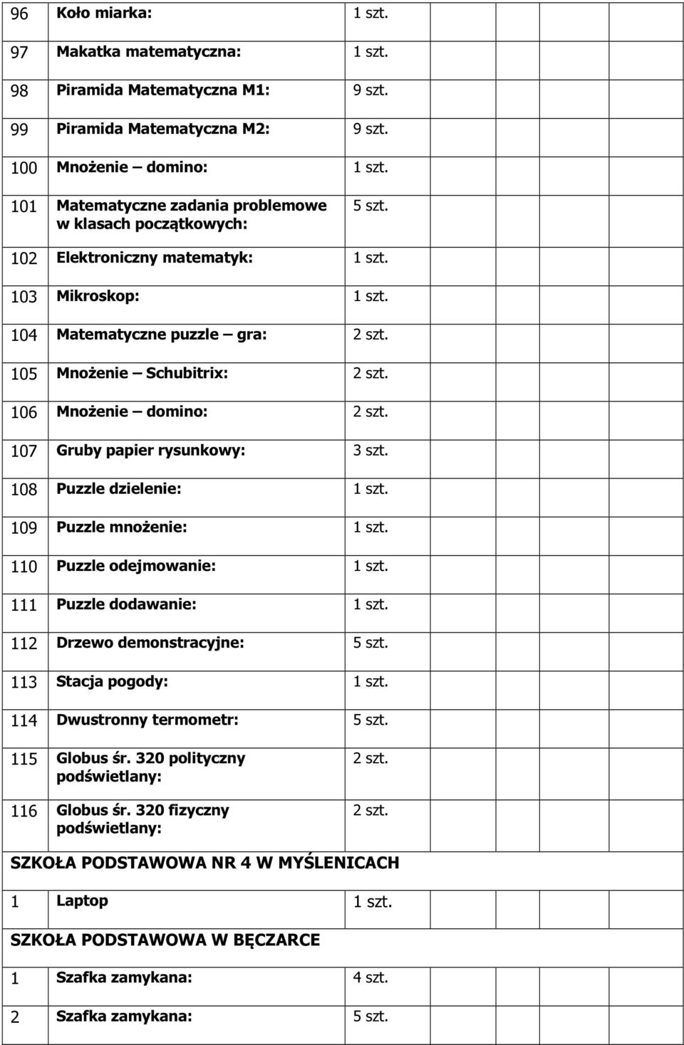 105 Mnożenie Schubitrix: 2 szt. 106 Mnożenie domino: 2 szt. 107 Gruby papier rysunkowy: 3 szt.