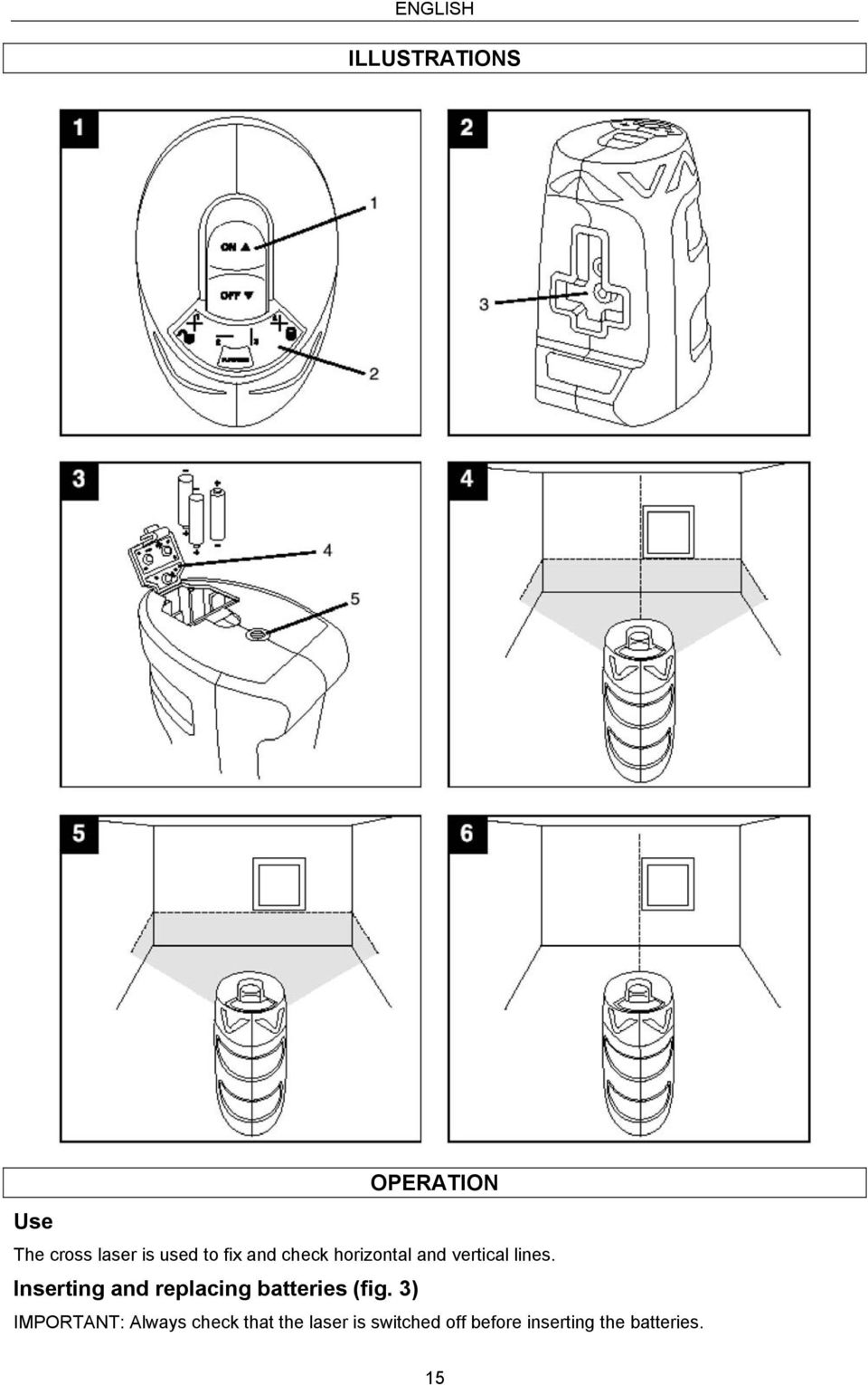 Inserting and replacing batteries (fig.