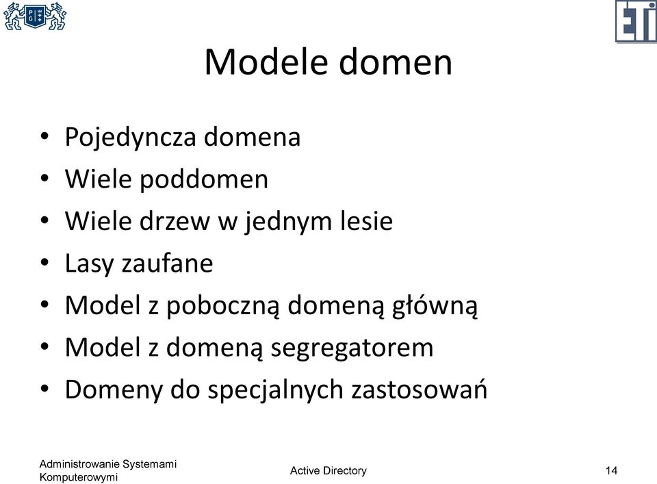 poboczną domeną główną Model z domeną