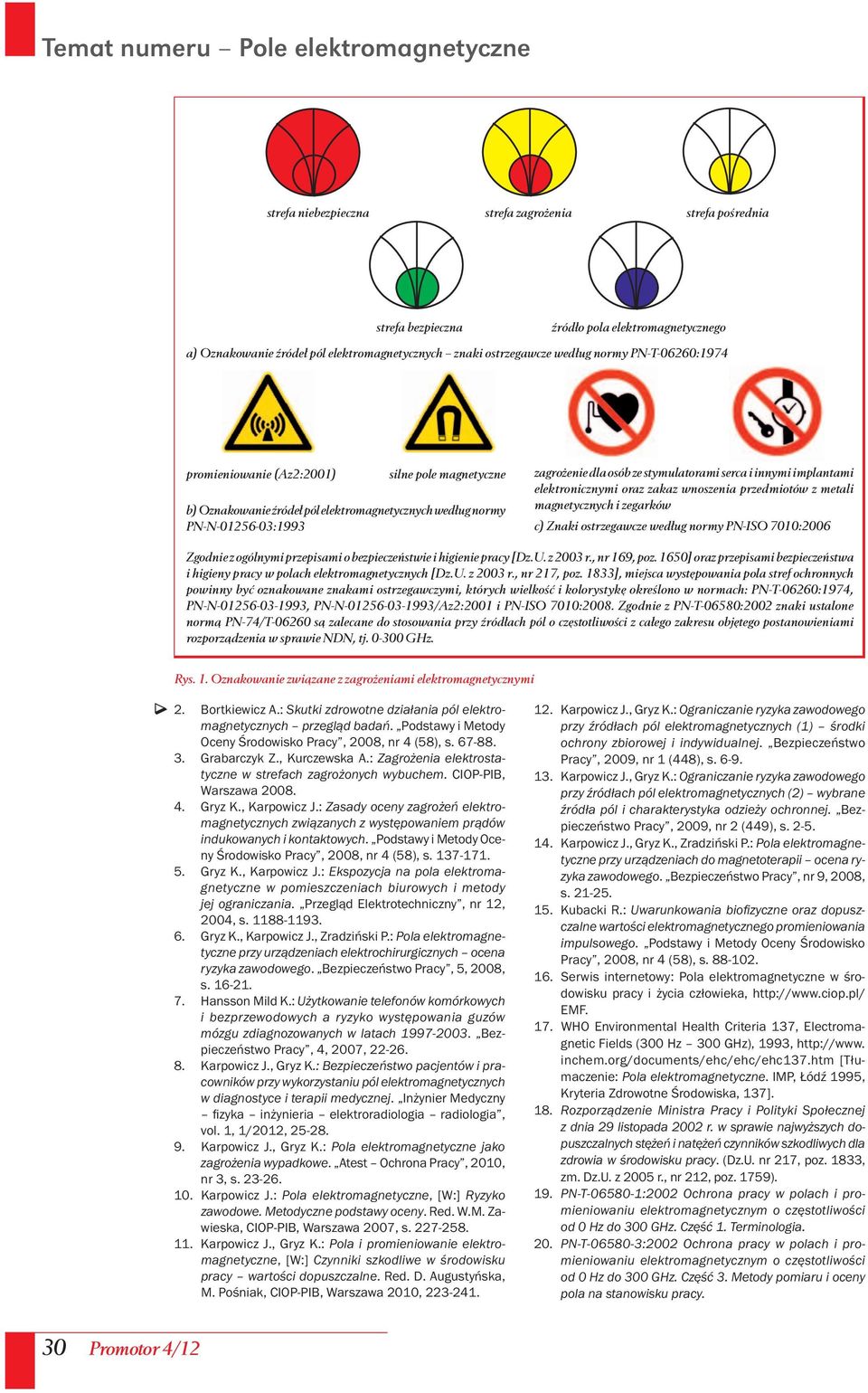 implantami elektronicznymi oraz zakaz wnoszenia przedmiotów z metali magnetycznych i zegarków c) Znaki ostrzegawcze według normy PN-ISO 7010:2006 Zgodnie z ogólnymi przepisami o bezpieczeństwie i
