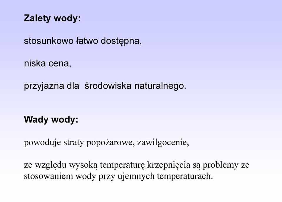 Wady wody: powoduje straty popożarowe, zawilgocenie, ze