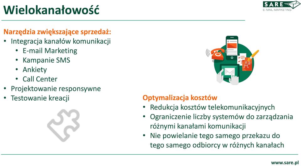 kosztów Redukcja kosztów telekomunikacyjnych Ograniczenie liczby systemów do zarządzania różnymi