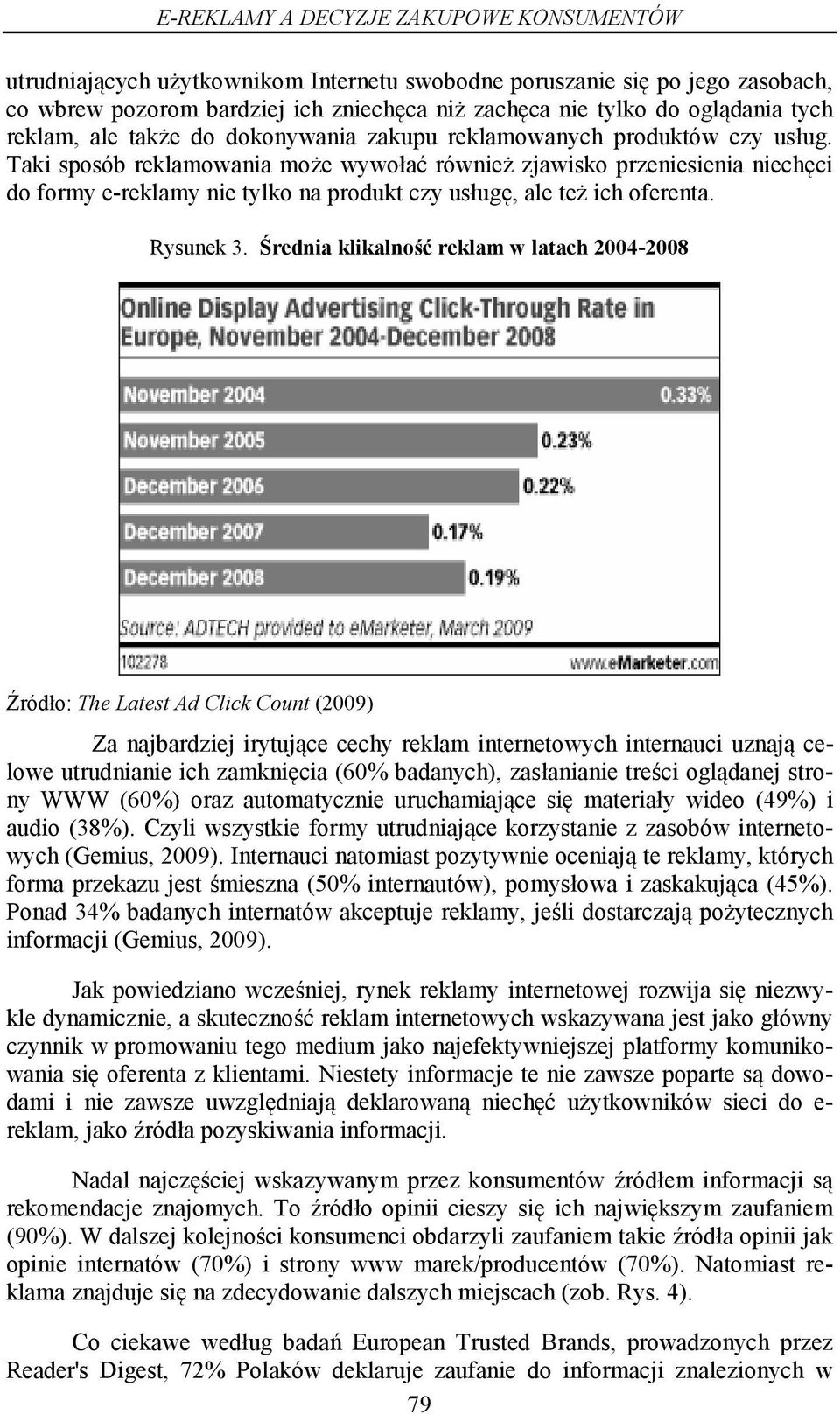 Taki sposób reklamowania może wywołać również zjawisko przeniesienia niechęci do formy e-reklamy nie tylko na produkt czy usługę, ale też ich oferenta. Rysunek 3.